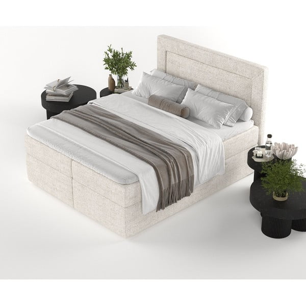 Letto boxspring crema con contenitore 160x200 cm Imagine - Maison de Rêve-image-4