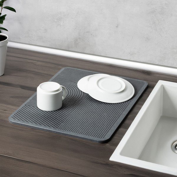 Tappetino scolapiatti grigio in diatomite 40x30 cm Damon – Wenko-image-1