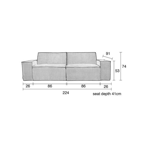 Divano grigio chiaro James, 224 cm - Zuiver-image-1