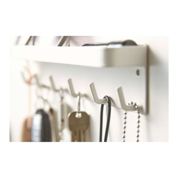 Portachiavi a parete bianco con ripiano Smart - YAMAZAKI-image-2