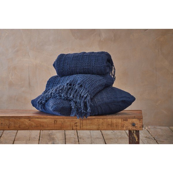 Coperta di lino blu, 130 x 170 cm Kadin - Nkuku-image-1