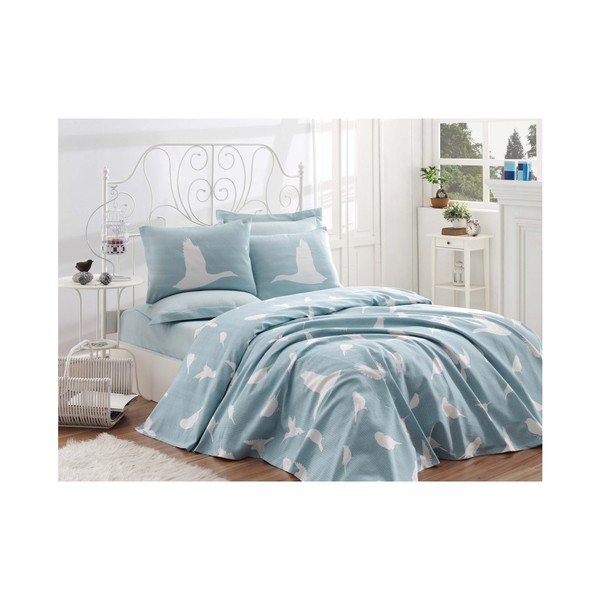 Set di copriletto matrimoniale in cotone con lenzuolo e federe Reterro Russa, 200 x 235 cm - Mijolnir