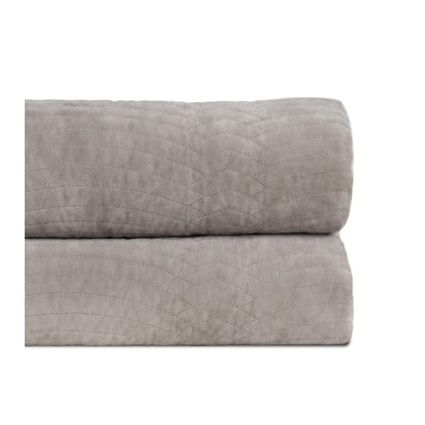 Copriletto grigio in velluto con rivestimento trapuntato 230x260 cm – Ixia