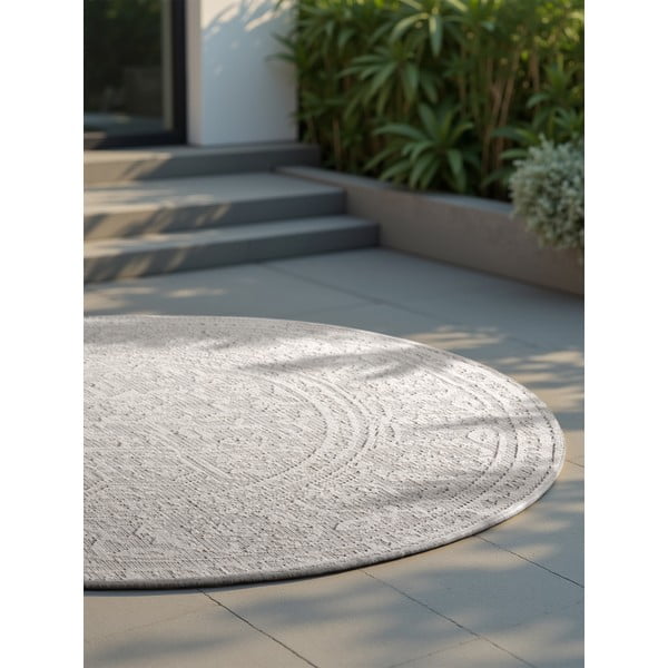 Tappeto da interno/esterno rotondo grigio/avorio ø 160 cm Duet Kona – NORTHRUGS-image-3