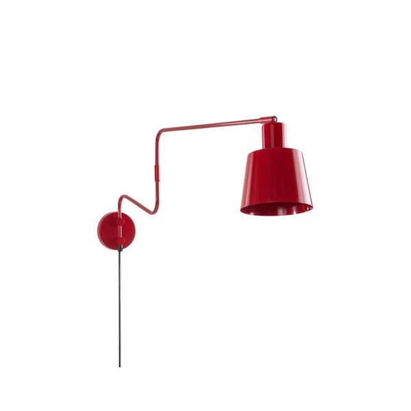 Lampada da parete rossa in metallo con alimentazione a corrente con struttura flessibile Stig – Jotex-image-3