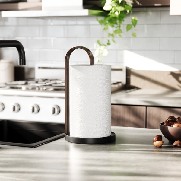 Portarotolo da cucina verticale in legno nero ø 17 cm Bellwood – Umbra-image-2