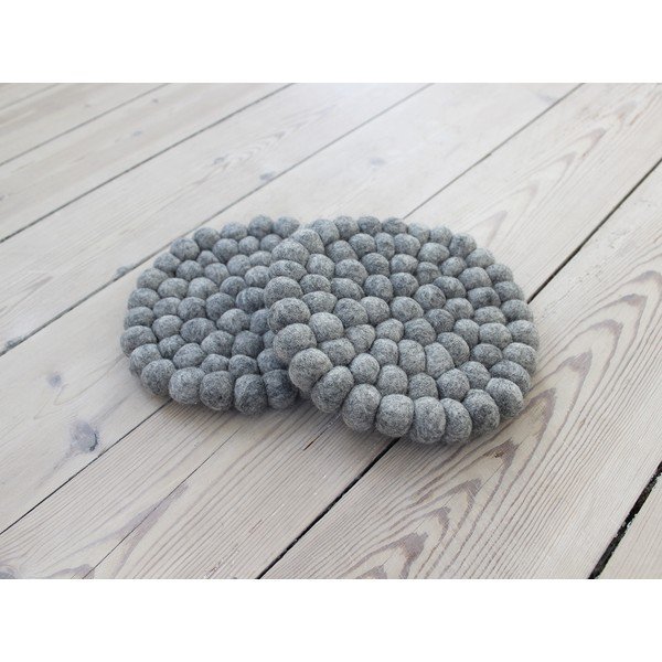 Sottobicchiere a sfera di lana grigia in acciaio Sottobicchiere a sfera, ⌀ 20 cm - Wooldot