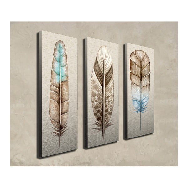 Pittura in 3 parti su tela Piume - Wallity-image-2