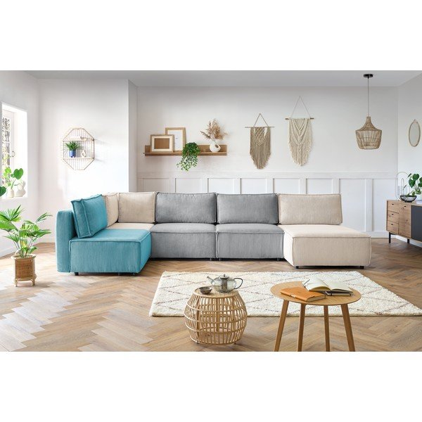 Divano angolare a U in velluto a coste variabile Nihad modular - Bobochic Paris-image-1