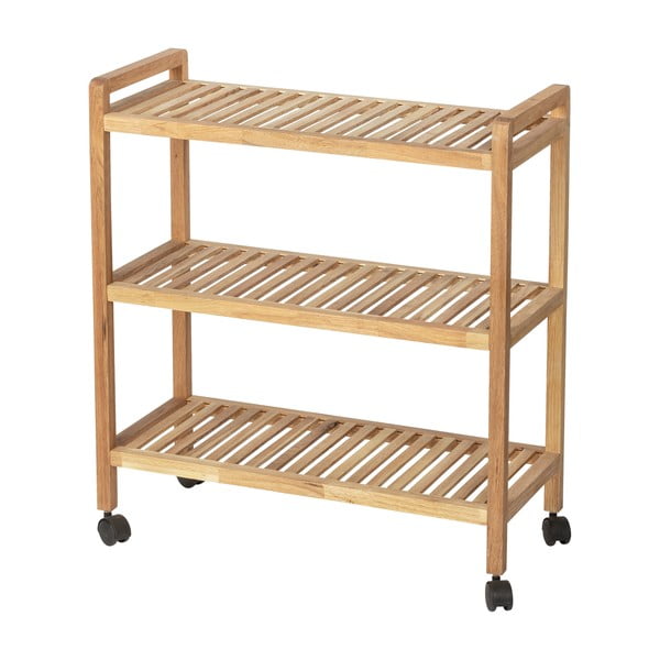 Scaffale da bagno in legno di noce con tre ripiani e ruote 65x72cm Norway - Wenko-image-1