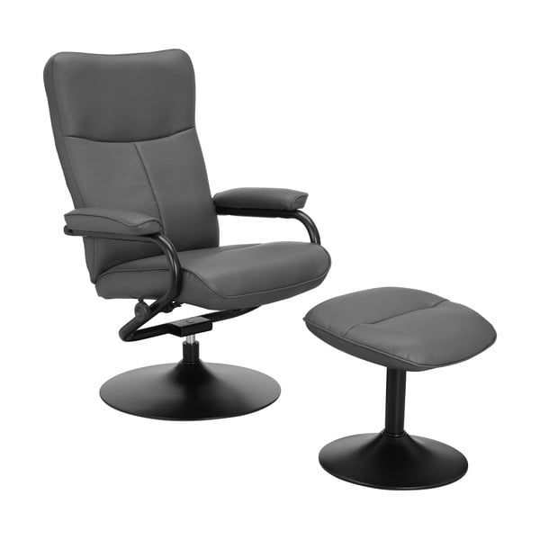 Poltrona relax grigia con poggiapiedi in similpelle Istad - Støraa