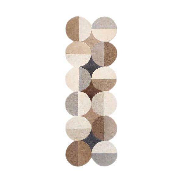 Passatoia greige in lana tessuta a mano 80x230 cm Mia Ellipse – Flair Rugs