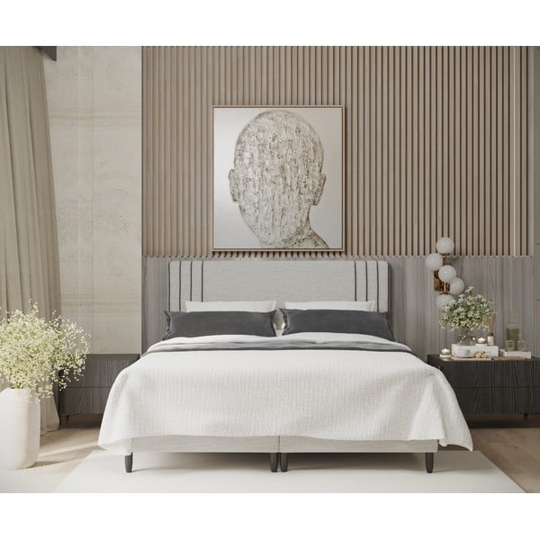 Letto matrimoniale imbottito grigio chiaro con contenitore 160x200 cm Musca - Maison de Rêve-image-3