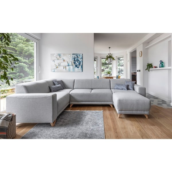 Divano angolare grigio chiaro allungabile e con contenitore (penisola a sinistra/a U) Classy Sophie – Miuform-image-1