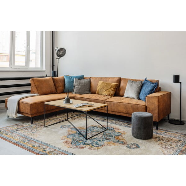 Divano angolare in similpelle marrone cognac (angolo sinistro) Copenhagen - Scandic-image-1