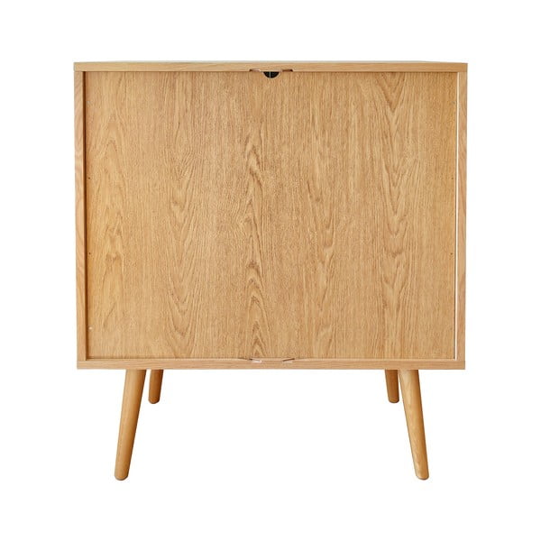 Cassettiera alta colore naturale con trama in rovere con ante scorrevoli 83x95 cm Rove - Woodman-image-3