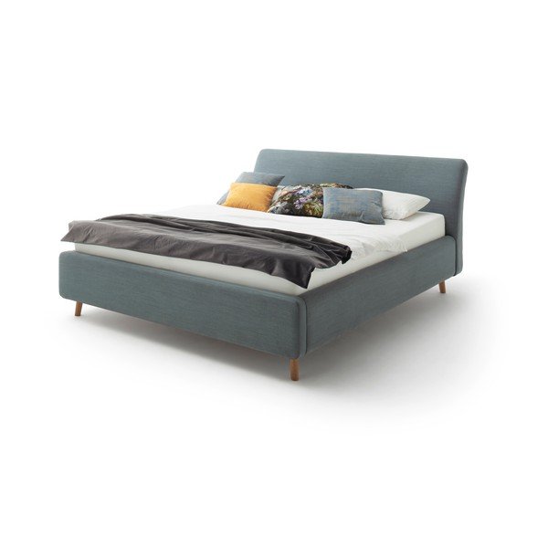 Letto matrimoniale imbottito verde/blu con contenitore con rete inclusa 160x200 cm Mila – Meise Möbel-image-2