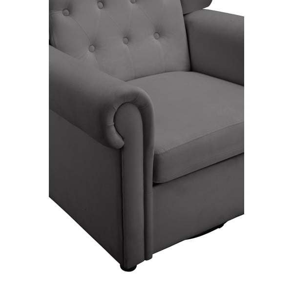 Sedia a dondolo chesterfield in velluto grigio Lillyse - Støraa-image-1