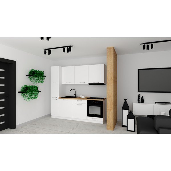 Cucina dritta con piano di lavoro 220 cm Lyle - STOLKAR