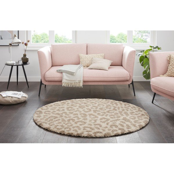 Tappeto rotondo beige ø 160 cm Patterned Animal - Ragami-image-1