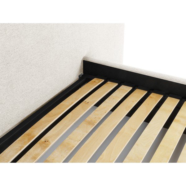 Letto matrimoniale imbottito crema con contenitore e griglia 160x200 cm Walter - Milo Casa-image-4