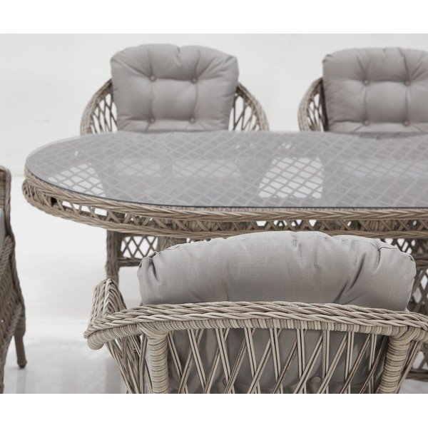 Set da pranzo da giardino in rattan grigio chiaro per 6 persone Nova - Floriane Garden-image-3