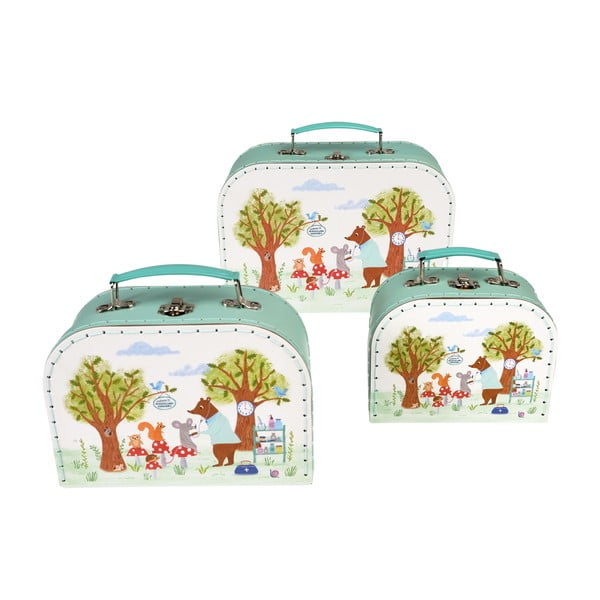 Organizer per giocattoli per bambini in cartone in set da 3 21x28x8 cm Woodland Friends - Rex London