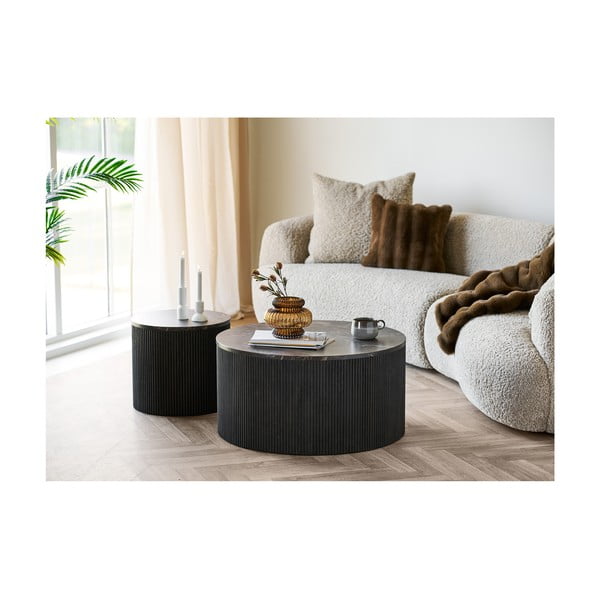 Tavolino rotondo con piano effetto marmo ø 45 cm Rota – House Nordic-image-2