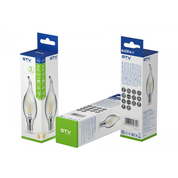 Lampadina con filamenti con luce bianca calda e presa E14, 4 W – GTV-image-1