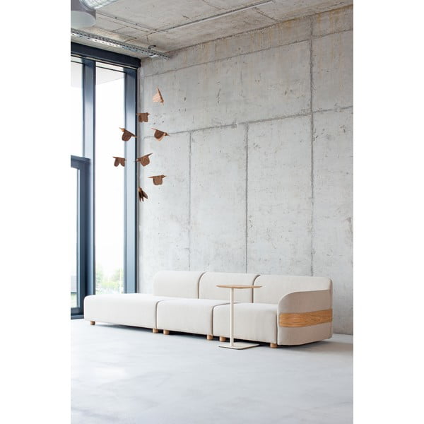 Modulo divano grigio chiaro (parte centrale) in misto lana e lino Hugg - Gazzda-image-1