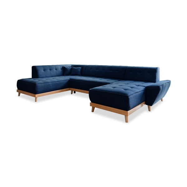 Divano letto a U blu navy, angolo sinistro Dazzling Daisy - Miuform