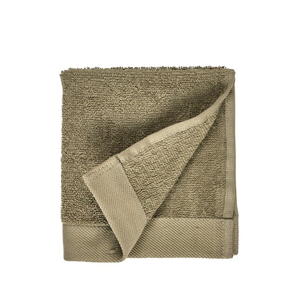 Asciugamano in spugna di cotone verde oliva, 30 x 30 cm Comfort Organic - Södahl