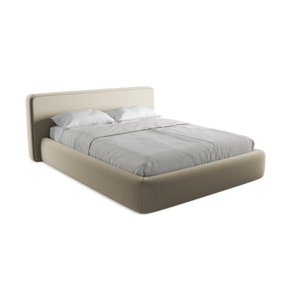 Letto matrimoniale imbottito beige con vano contenitore con griglia 160x200 cm Kiana - Makamii-image-2