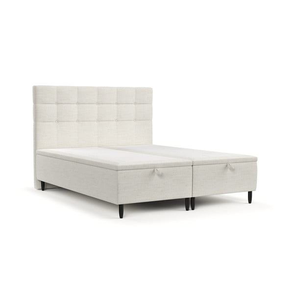 Letto matrimoniale imbottito crema con contenitore 160x200 cm Senses - Maison de Rêve