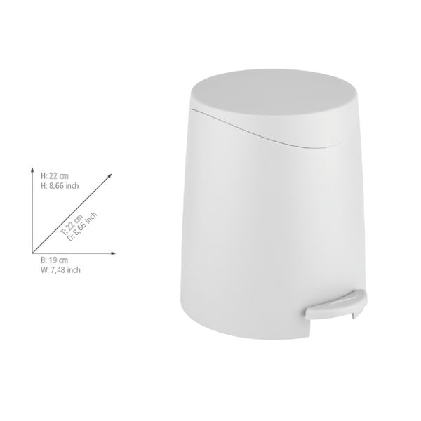 Cestino per la spazzatura bianco opaco in plastica con pedale 3 l Portes – Allstar-image-3