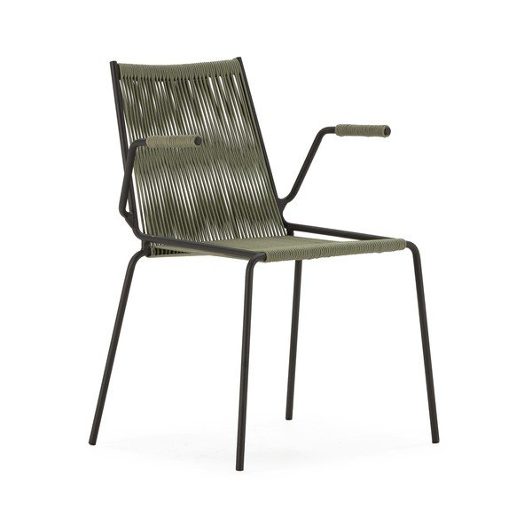 Sedie da pranzo in set verdi in metallo con braccioli/impilabili 2 pz Emily – Marckeric