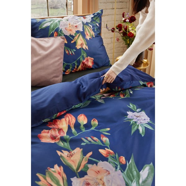 Biancheria da letto matrimoniale in cotone sateen blu navy 200 x 200 cm Floret - Bonami Selection-image-3