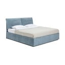Letto matrimoniale imbottito blu con contenitore e rete inclusi 160x200 cm Thessa Pillow – Bonami Selection