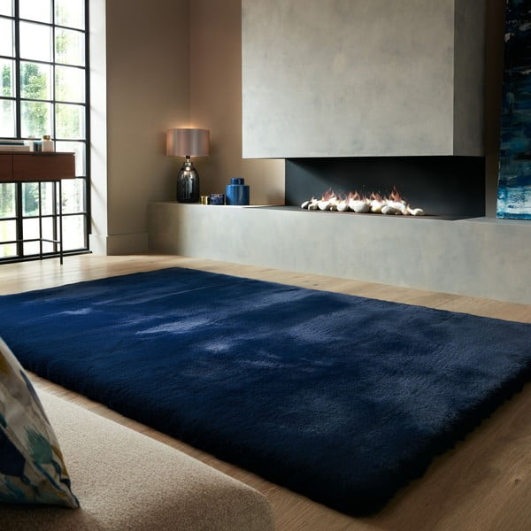 Tappeto in pelliccia sintetica blu scuro 120x170 cm Ivy Luxury Fur - Flair Rugs-image-1