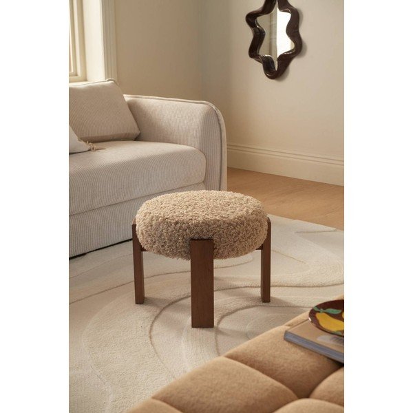 Sgabello beige imbottito Greta – Ellos Home-image-1