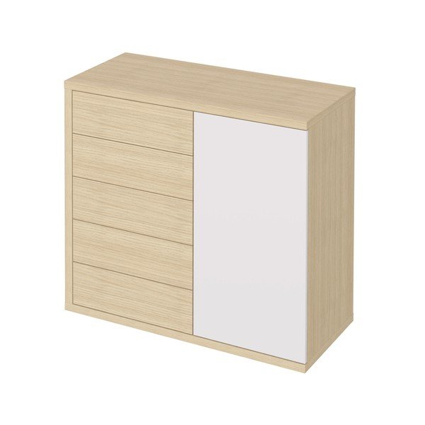 Armadio basso bianco in rovere 113x113 cm Hugo - TemaHome-image-2