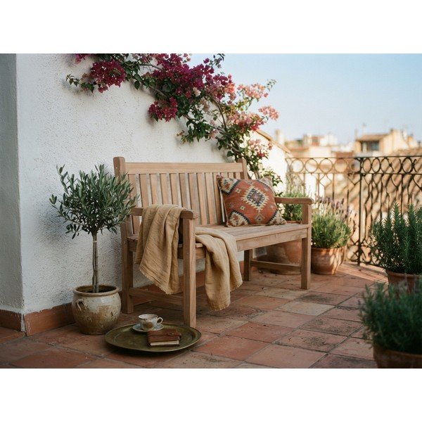 Panca da giardino di colore naturale in legno massiccio Solo – Garden Pleasure-image-1