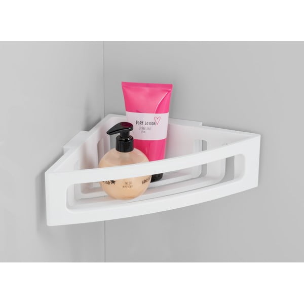 Mensola angolare bianca autoportante in plastica per il bagno Bralia - Wenko-image-2