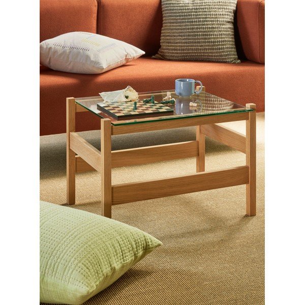 Tavolino da salotto di colore naturale con piano in vetro 52x66 cm Ledge – Hübsch-image-1