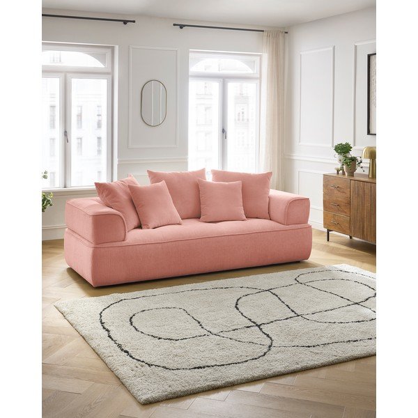Divano rosa con rivestimento in ciniglia 237 cm Whesley – Bobochic Paris-image-1