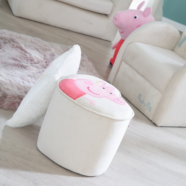 Pouf per bambini in velluto bianco Peppa Pig - Roba-image-1