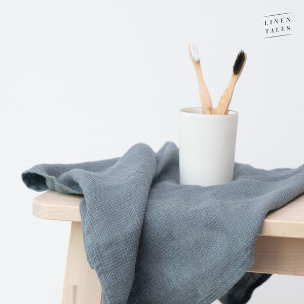 Asciugamano di lino blu 30x30 cm Blue Fog - Linen Tales-image-2