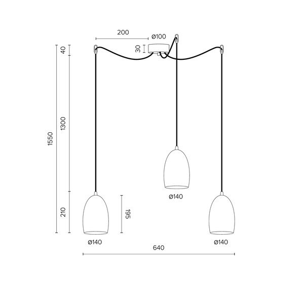 Pendente bianco a tre bracci Elementare opaco, ⌀ 14 cm Ume - Sotto Luce-image-4