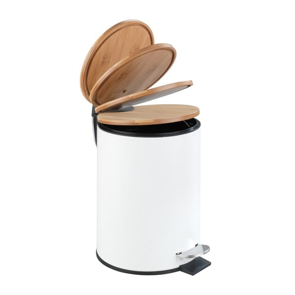 Cestino a pedale bianco Bamboo, 3 l Tortona - Wenko-image-1