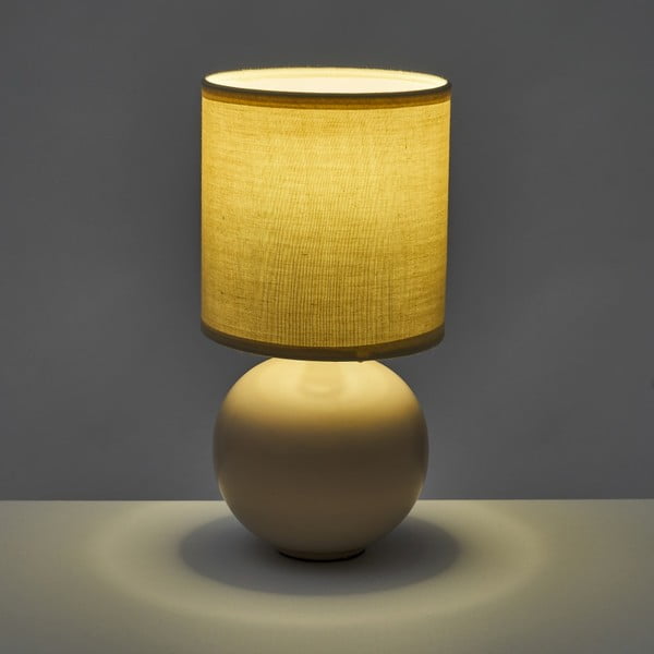 Lampada da tavolo in ceramica beige con paralume in tessuto (altezza 24,5 cm) - Casa Selección-image-1